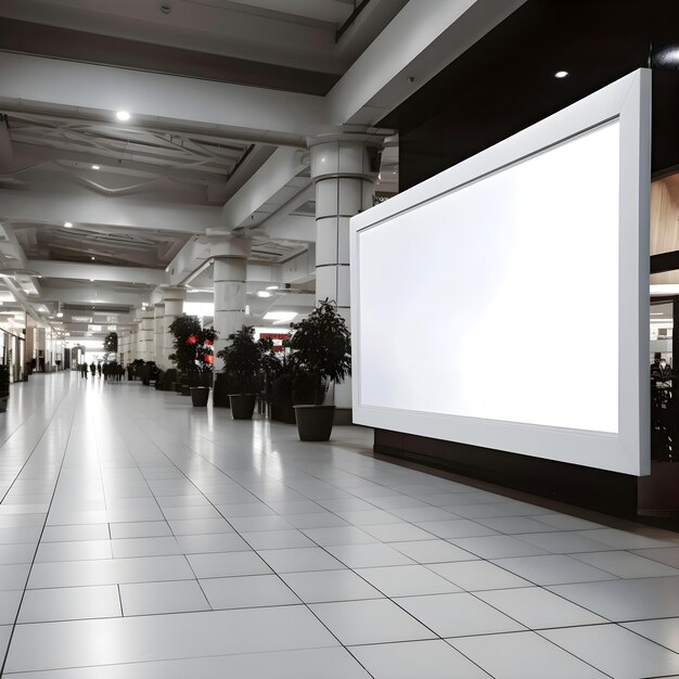 Blank billboard in the lobby of the airport 3d rendering