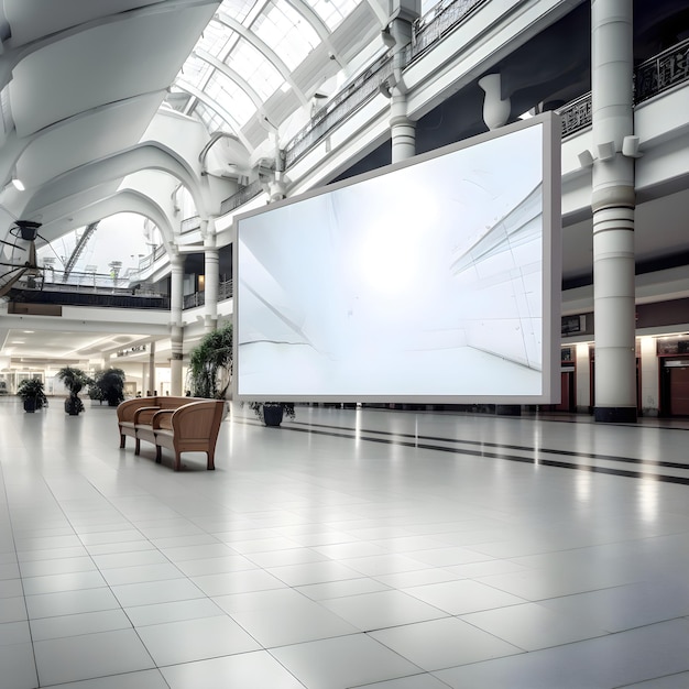 Foto gratuita cartellone bianco nell'aeroporto moderno rendering e illustrazione 3d