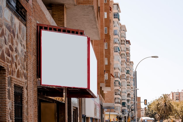 Blank billboard outside the building in the city