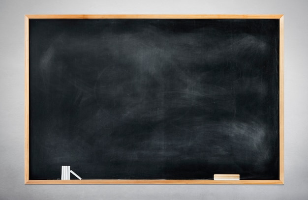 Blank Black Chalkboard on a Gray Background