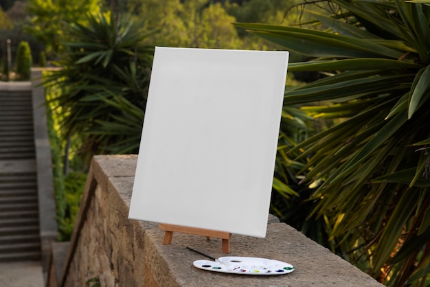 Blank canvas for painting outdoors still life