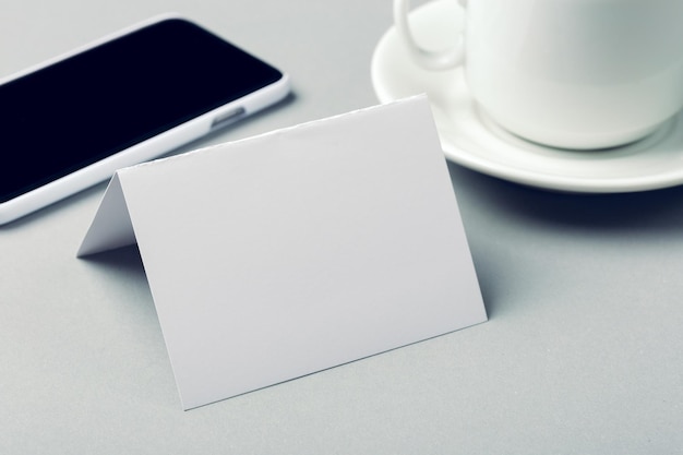 Blank card with coffee cup with space