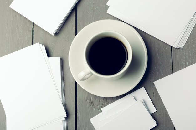 Blank card with coffee cup with space