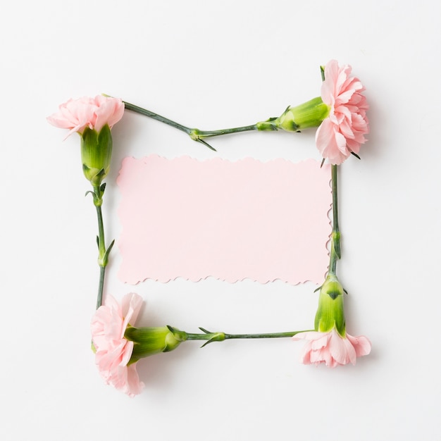 Blank card with flowers and frame concept