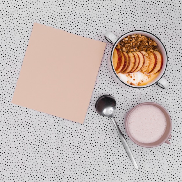 Blank card with fruit bowl top view