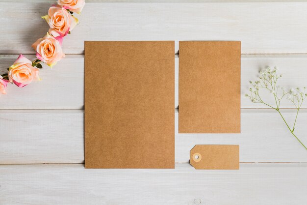 Blank cardboard stationery set