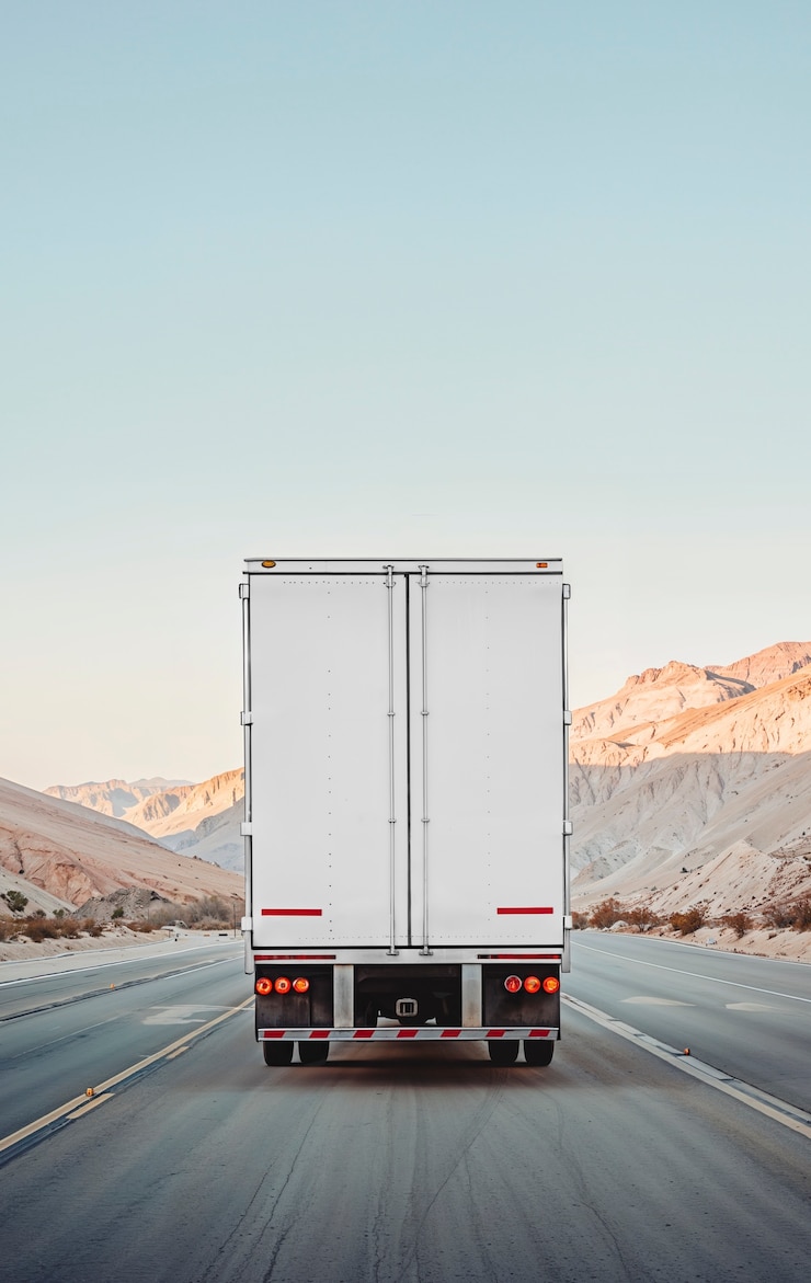Free Photo blank cargo truck on the road