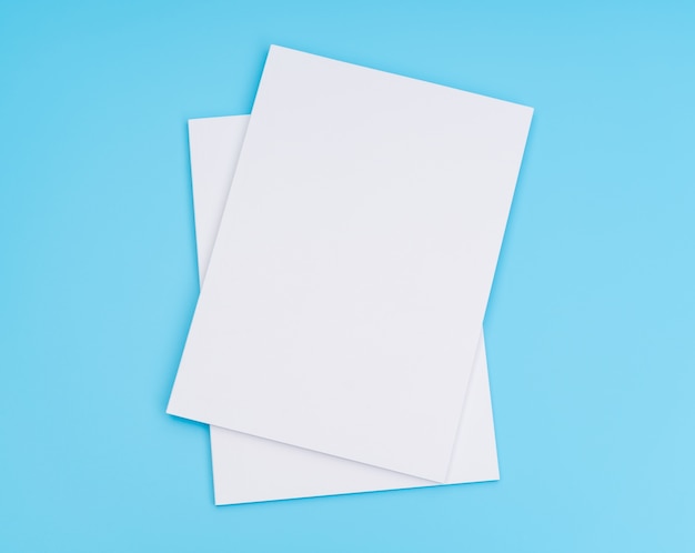 Free photo blank catalog, magazines,book mock up on blue background. .