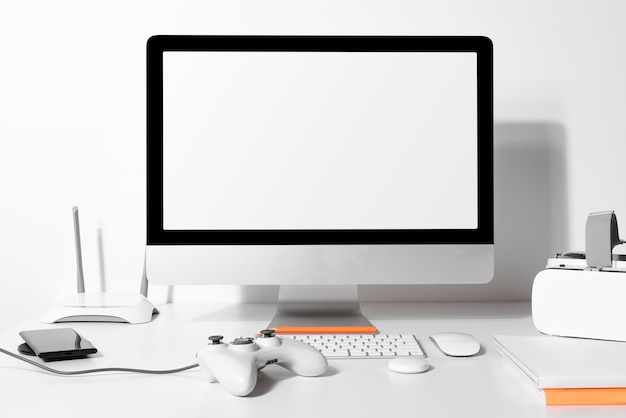 Blank computer screen on a table