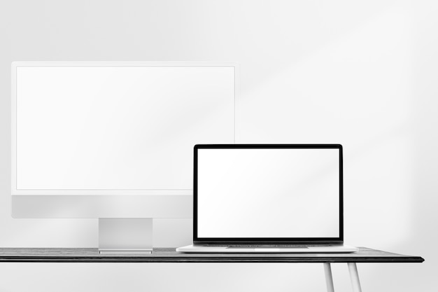Blank computer screens