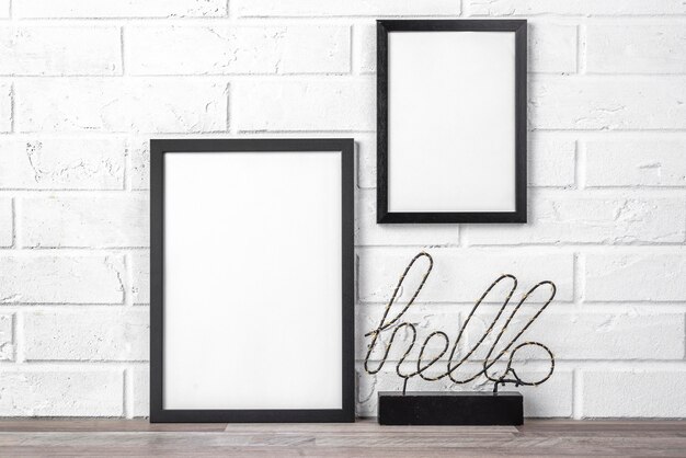 Blank frame with hello sign