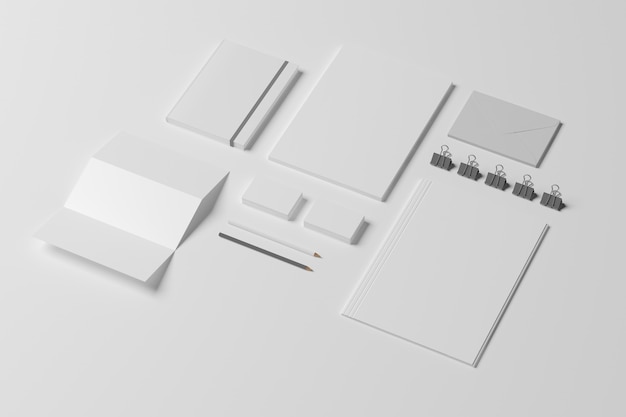 Free photo blank identity stationery set isolated on white.