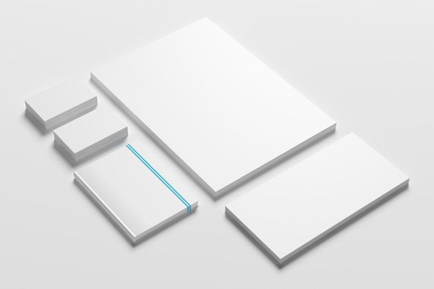 Blank identity stationery set isolated on white.