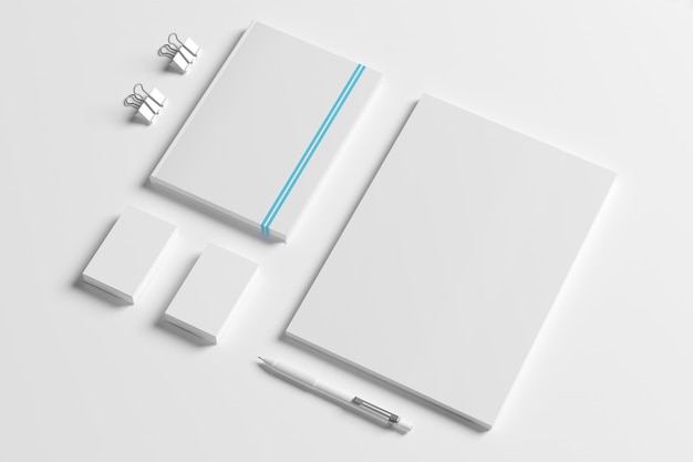 Blank identity stationery set isolated on white.