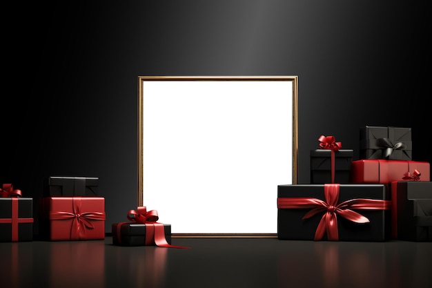 Free photo blank image of black friday 3d gift box scene poster