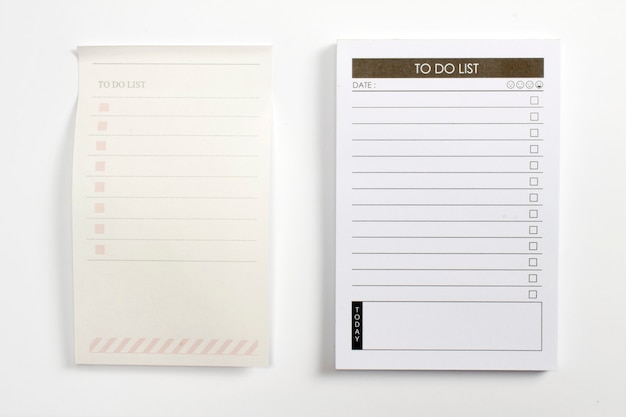 Blank to do list planner with checklist isolated on white background.