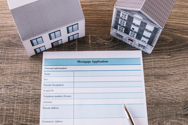 Blank mortgage application on table