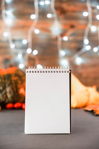 Blank notebook on table