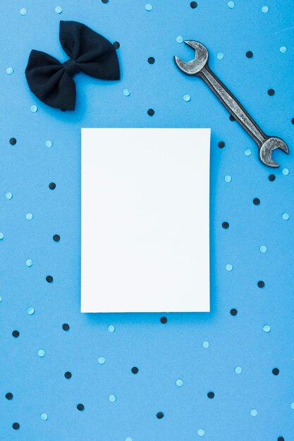 Blank paper sheet with bow tie