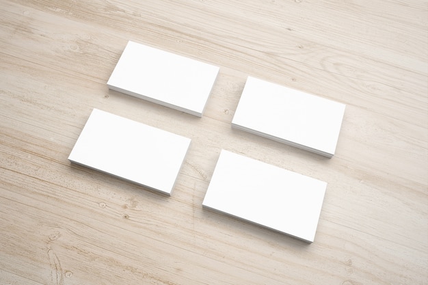 Blank paper stationery set on wooden desk