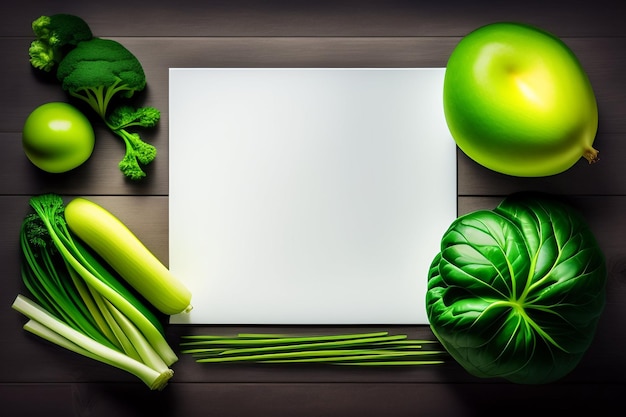 Free photo a blank paper with vegetables on it