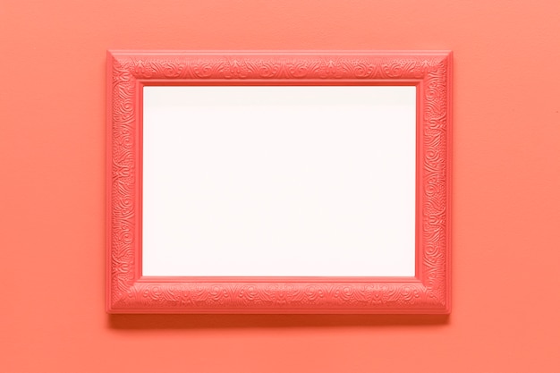 Blank pink frame on colored background