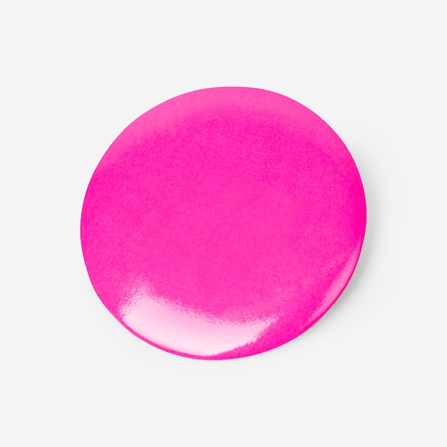 空白のピンクの丸いピンバッジ
