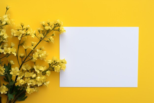 Пустой лист на желтом фоне в цветочном стиле