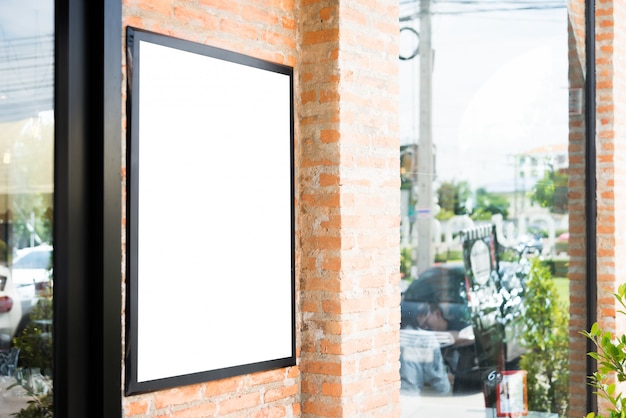 Blank sign at coffee shop