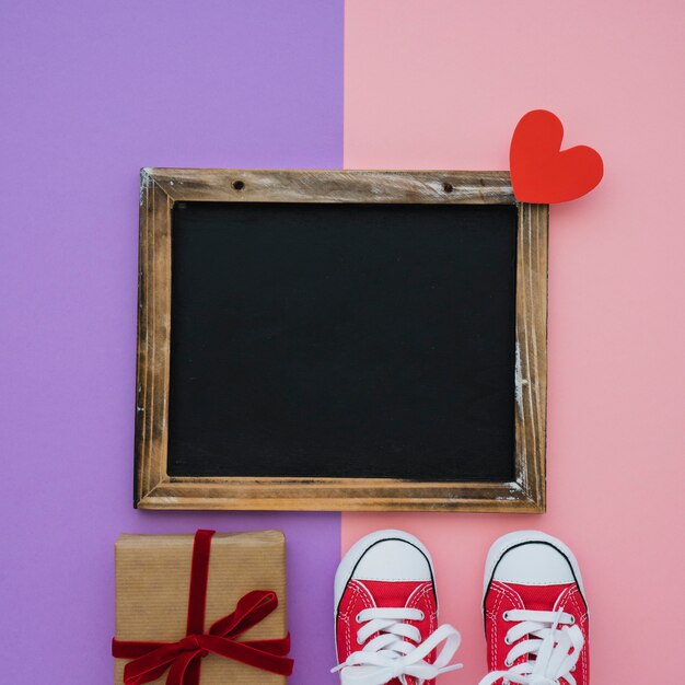 Blank slate, shoes and gift for father's day