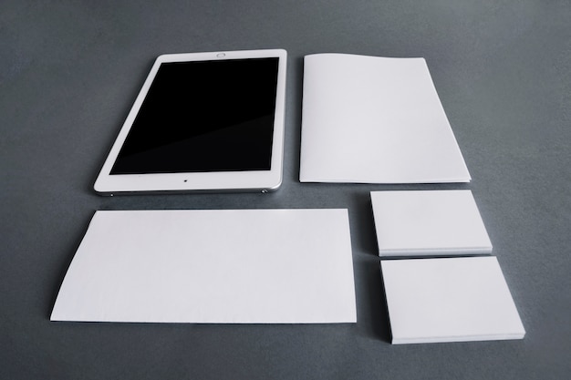 Blank stationery concept with tablet