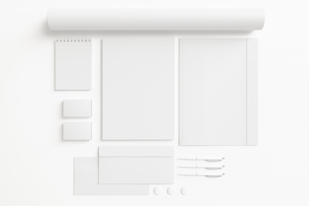 Blank Stationery Set isolated on white.