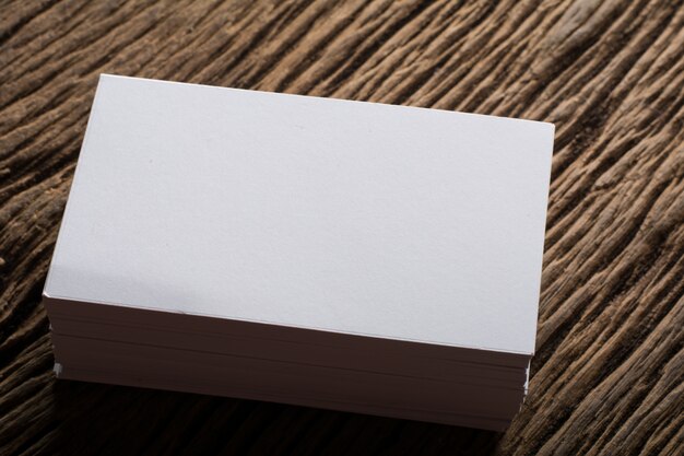 Blank white Business card presentation of Corporate identity on wood background