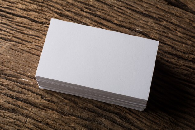 Blank white Business card presentation of Corporate identity on wood background