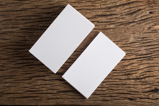 Blank white Business card presentation of Corporate identity on wood background