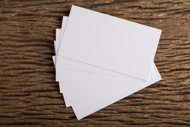 Blank white Business card presentation of Corporate identity on wood background