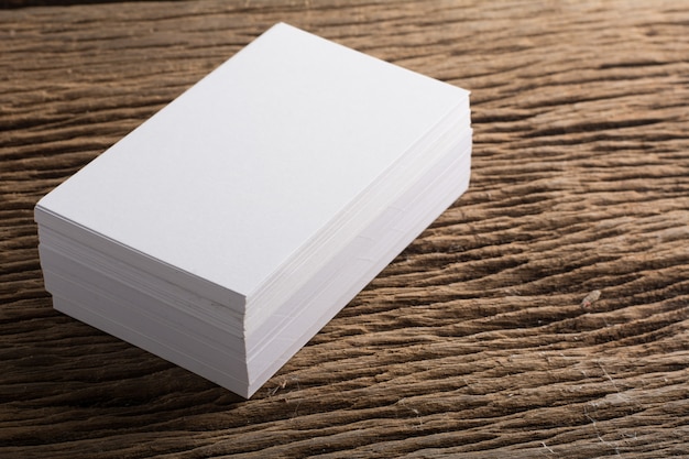 Blank white Business card presentation of Corporate identity on wood background