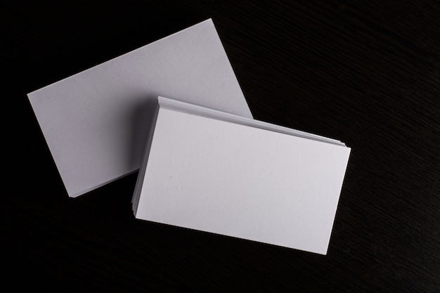 Blank white Business card presentation of Corporate identity on wood background