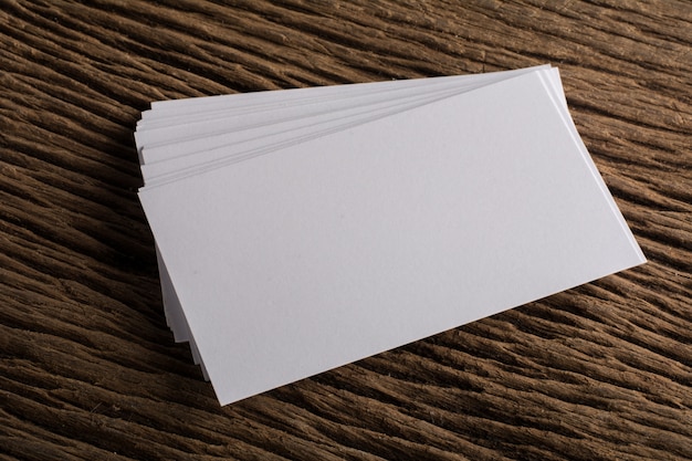 Blank white Business card presentation of Corporate identity on wood background