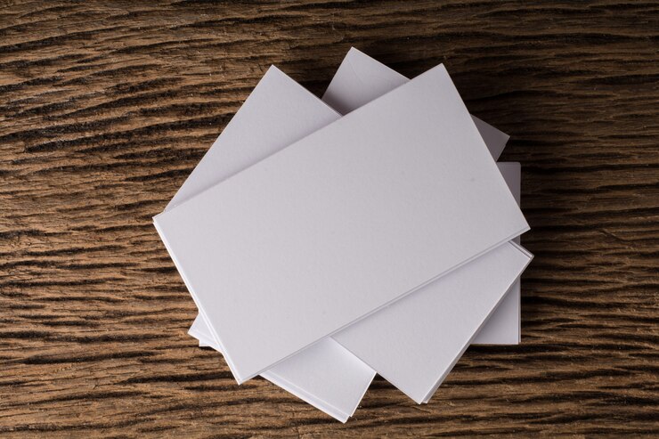 Free Photo blank white business card presentation of corporate identity on wood background