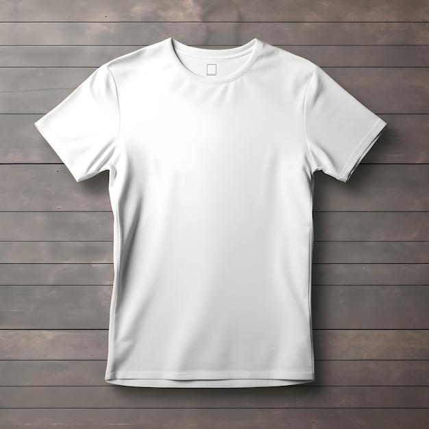 Free photo blank white tshirt mockup on wooden background