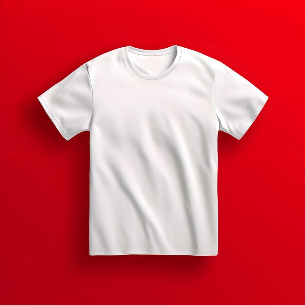 blank white tshirt template on red background