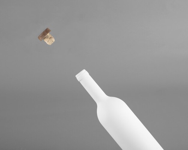 Blank wine bottle and cork mockup