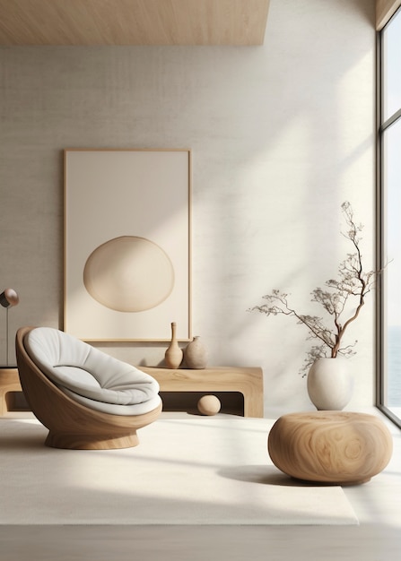 Blend of minimal nordic interior design with japanese wabi-sabi style