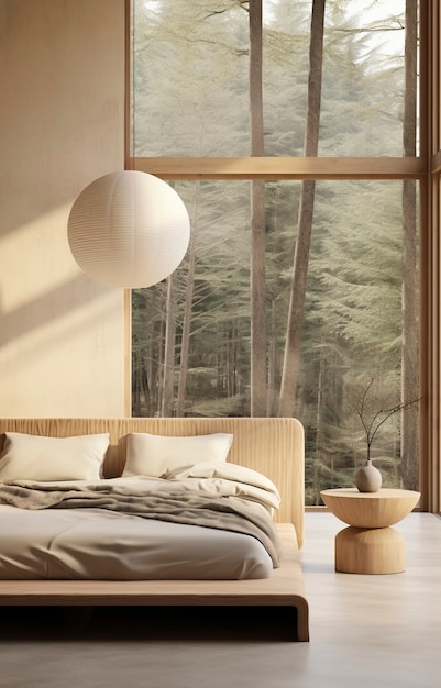 Blend of minimal nordic interior design with japanese wabi-sabi style