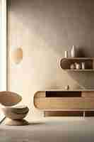 Free photo blend of minimal nordic interior design with japanese wabi-sabi style