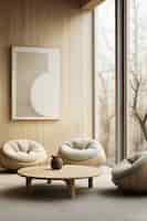 Free photo blend of minimal nordic interior design with japanese wabi-sabi style