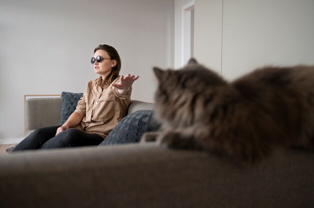 Blind woman calling out for her cat