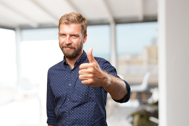 Free photo blond businessman happy expression