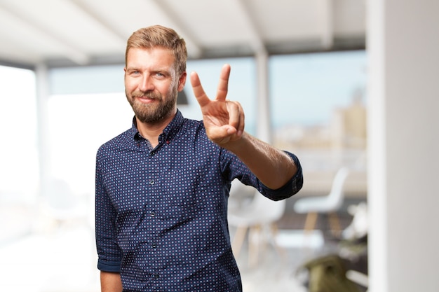 blond businessman happy expression